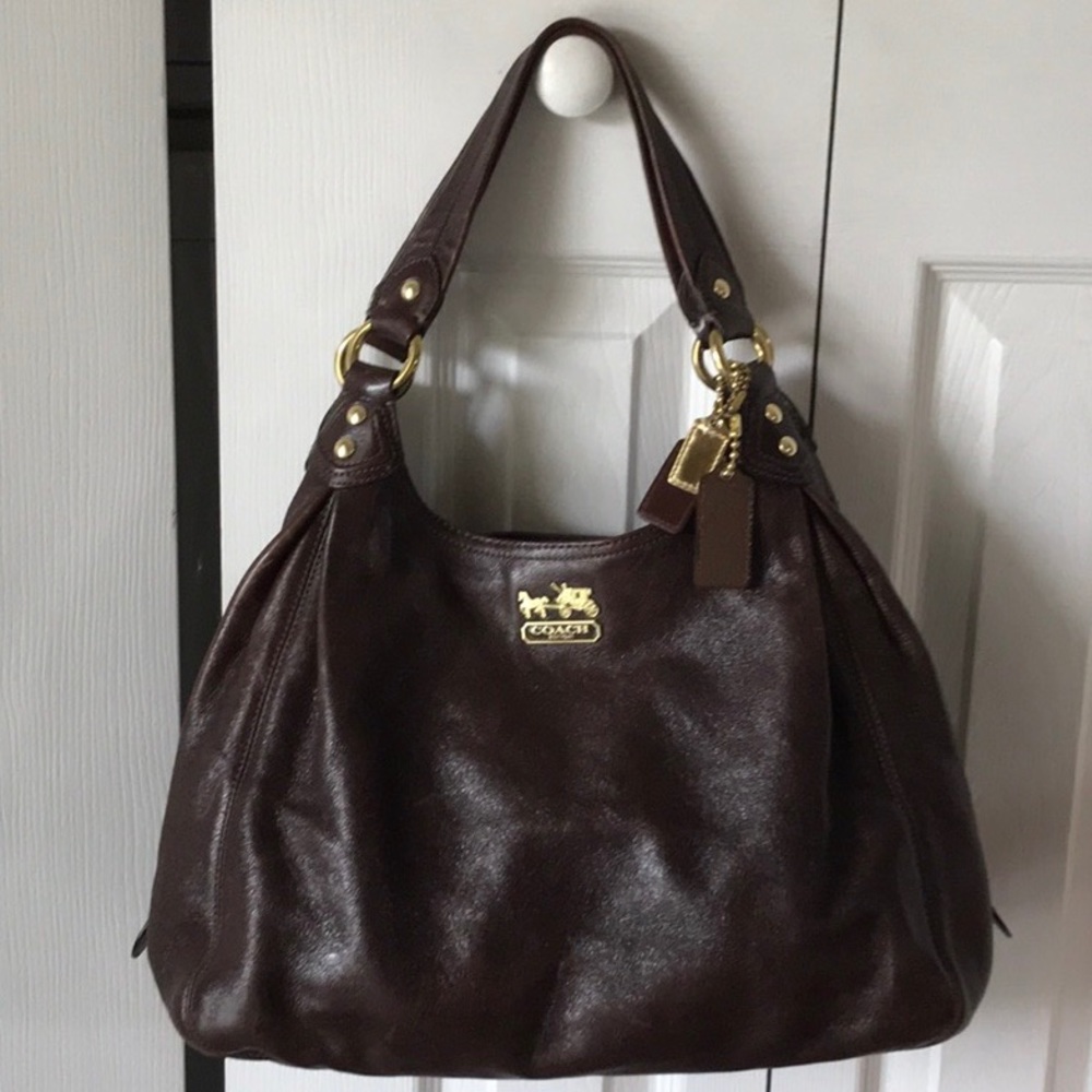 Coach Dark Brown Leather Madison Maggie Handbag